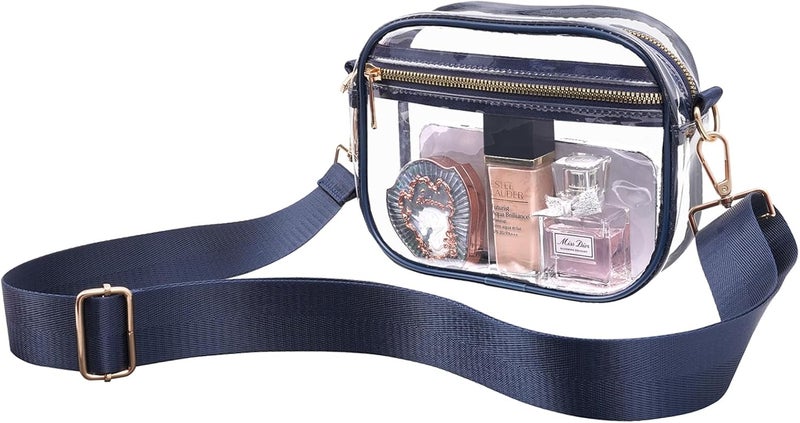 Fibrdoo Clear Bag Stadium Approved, Leather Clear Crossbody Purse Bag for Concerts Sports Events Festivals - Image 1